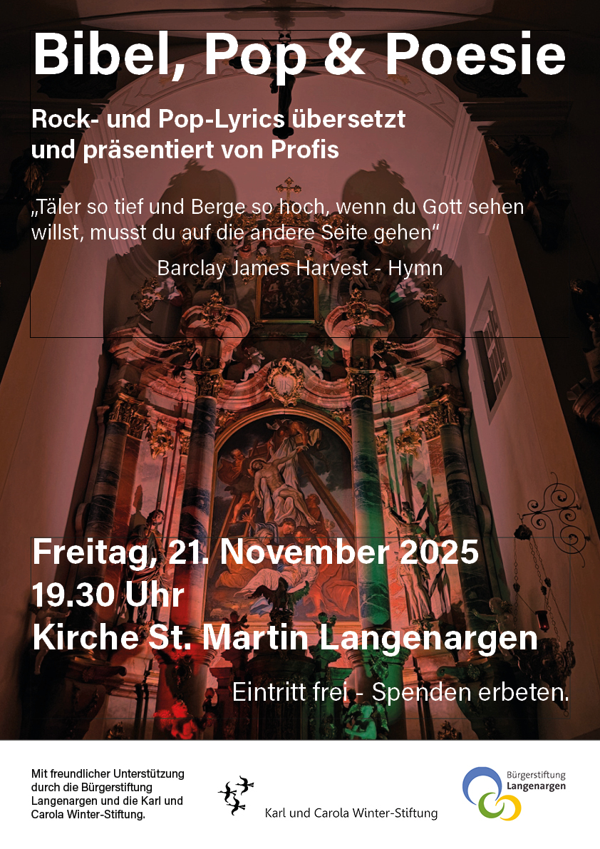 Die Bürgerstiftung lädt ein zu Bibel, Pop & Poesie